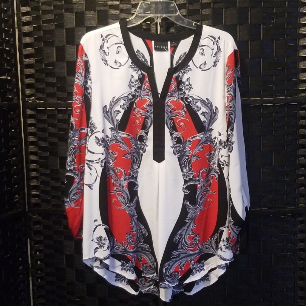 TRIBAL White Printed Tunic Style Blouse XL - Picture 3 of 4
